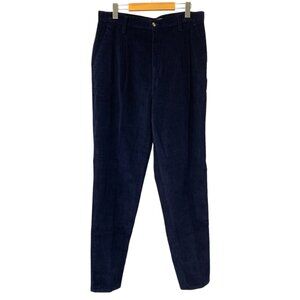 Northern Reflections Corduroy Pants Womens 16 Navy Blue Pleated High Rise NEW